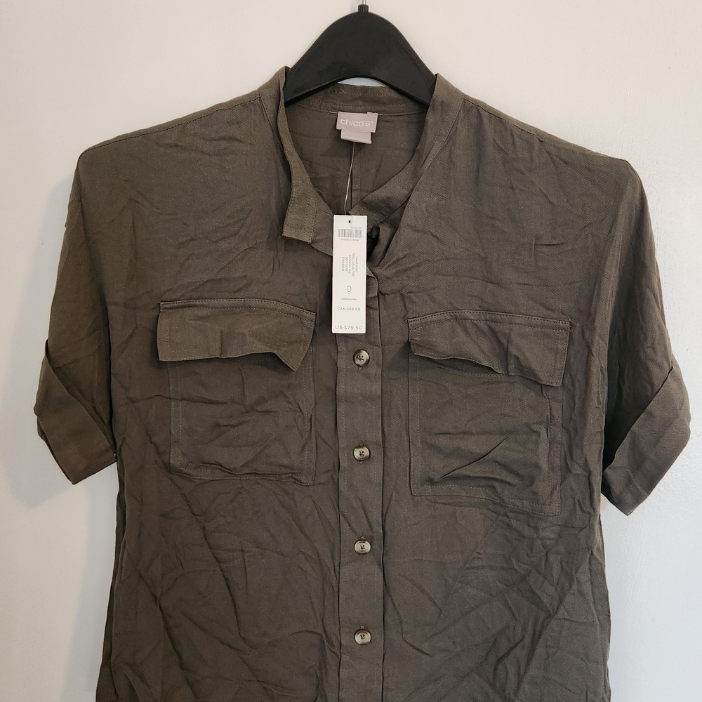 Chico's Olive Button-Up Shirt